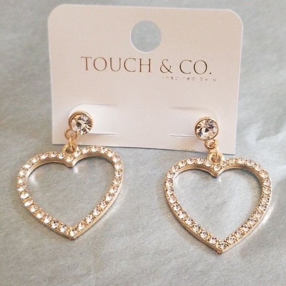 Rhinestone Heart ❤ Dangle Earrings - Picture 3 of 3